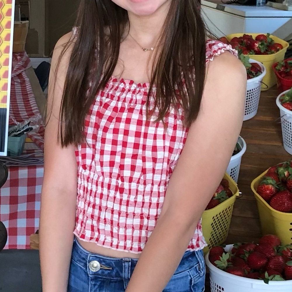 Red Gingham Women's Top